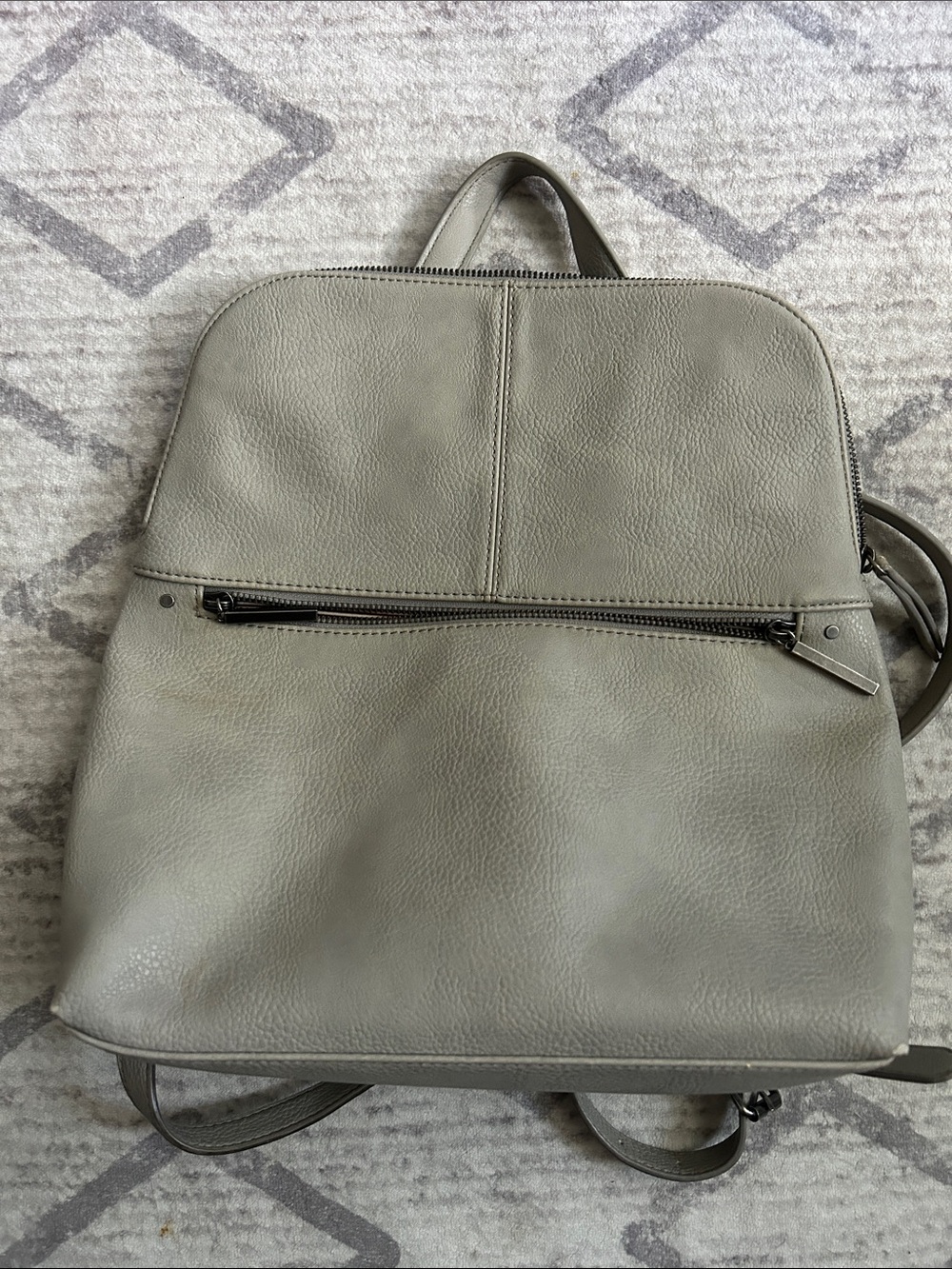 Minimalist Gray Women’s Faux Leather Backpack